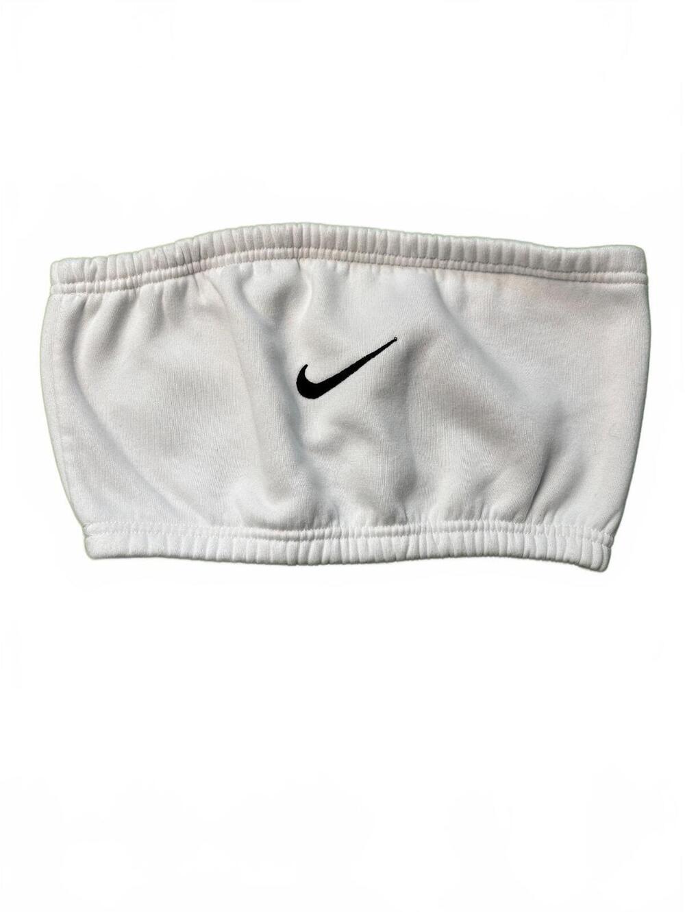 Nike White Fleece Lined Headband with Black Swoosh Logo